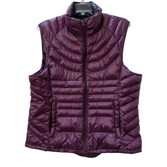 Bernardo Womens Goose Down Vest Large Packable Puffer Purple Lightweight Warm - Picture 1 of 7